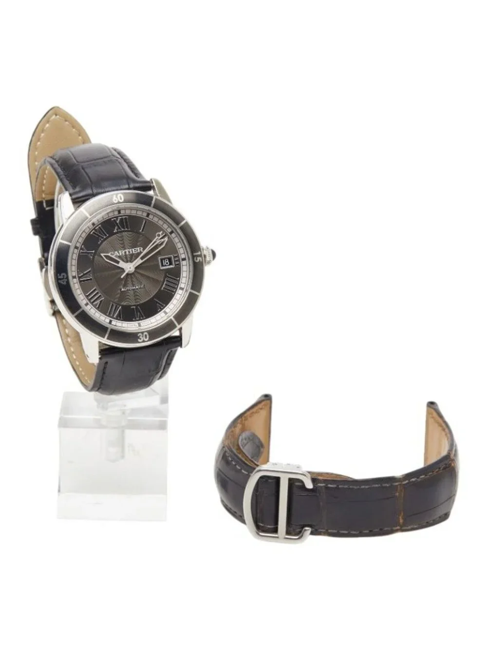 Cartier Ronde Croisiere de Watch Gray Silver Black Stainless Steel